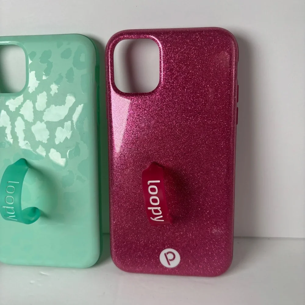 Loopy iPhone 11 ? Phone Case Bundle 3pk‎ Zebra Mint Leopard Sparkly Pink Loop